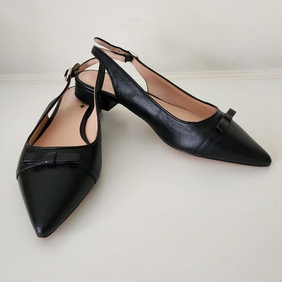 NWT Kate Spade Slingback Flat (6) Veranda, Black Leather - Picture 2 of 10